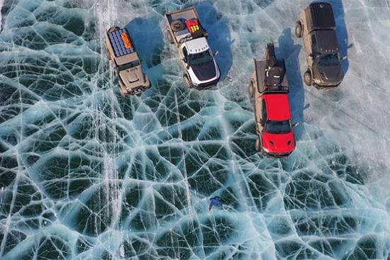 AEV jeeps and trucks on their way to the Arctic circle.