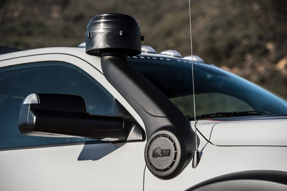 AEV Raised Air Intake installed on an AEV Prospector XL Tray Bed Edition