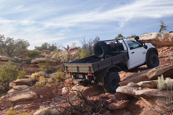 Prospector XL Tray Bed overcoming an obstacle with ARB air lockers