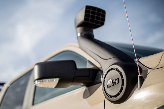 Raised Air Intake installed on AEV Recruit, based on the Ram 1500