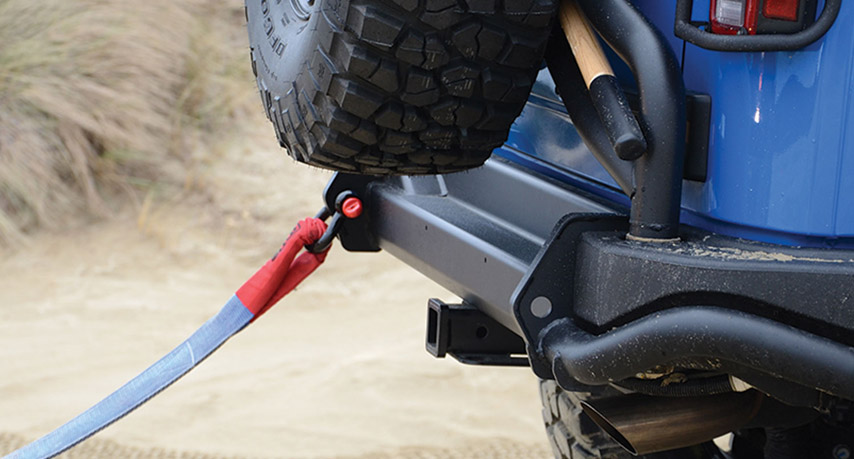 AEV Tow Hooks on AEV rear bumper for Jeep Wrangler JK