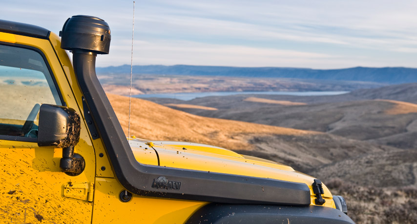 AEV snorkel attached to Jeep Wrangler JK